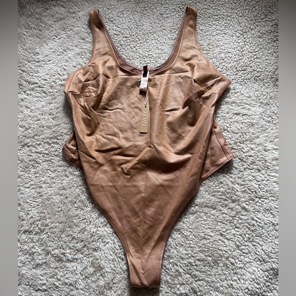 NWT Skims Kim Kardashian Sienna Wet Jersey Tank Thong Bodysuit